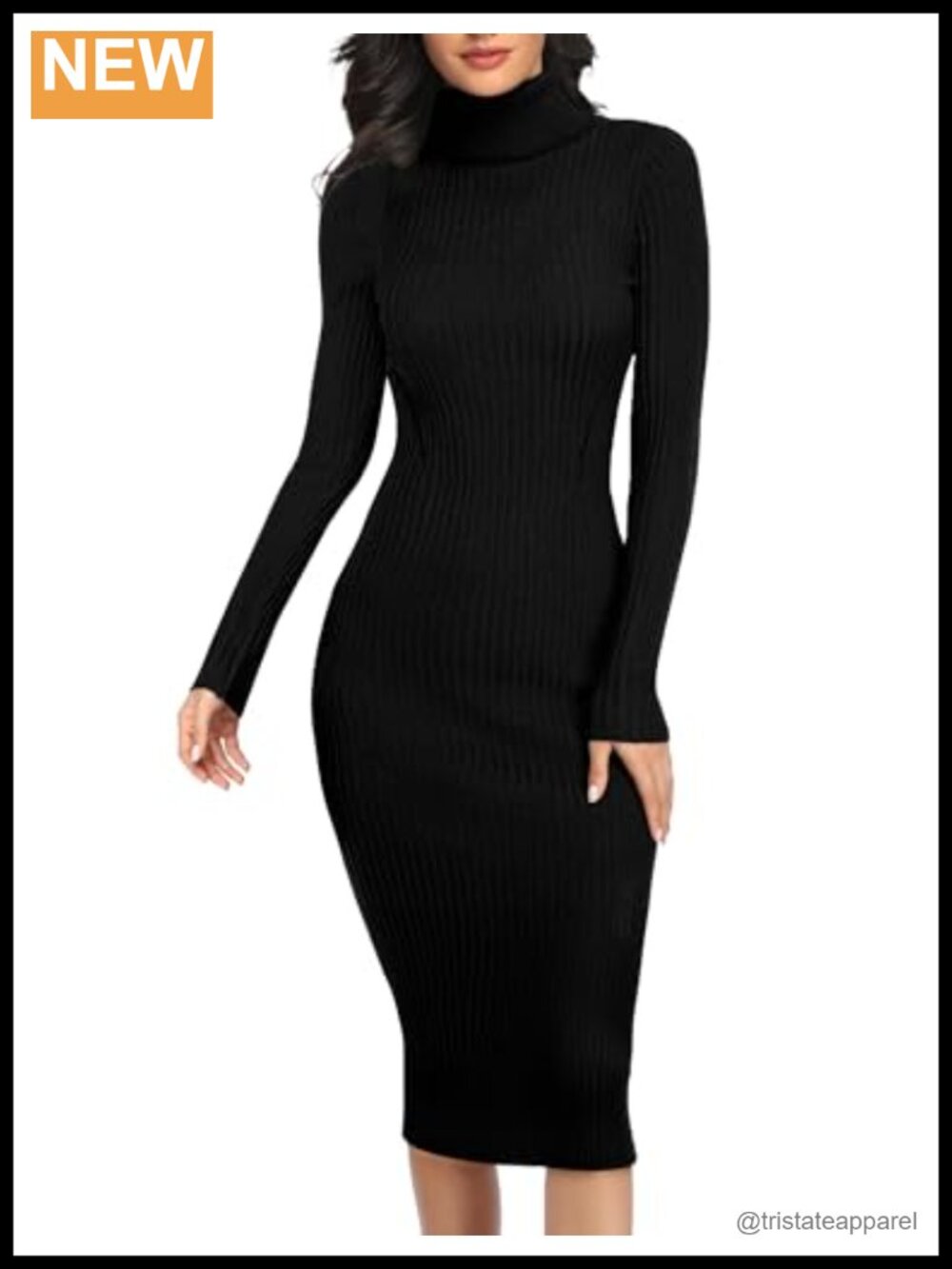 Women Stretchable Knitted Long Sleeve Slim Fitted Ribbed Soft Sweater Dress